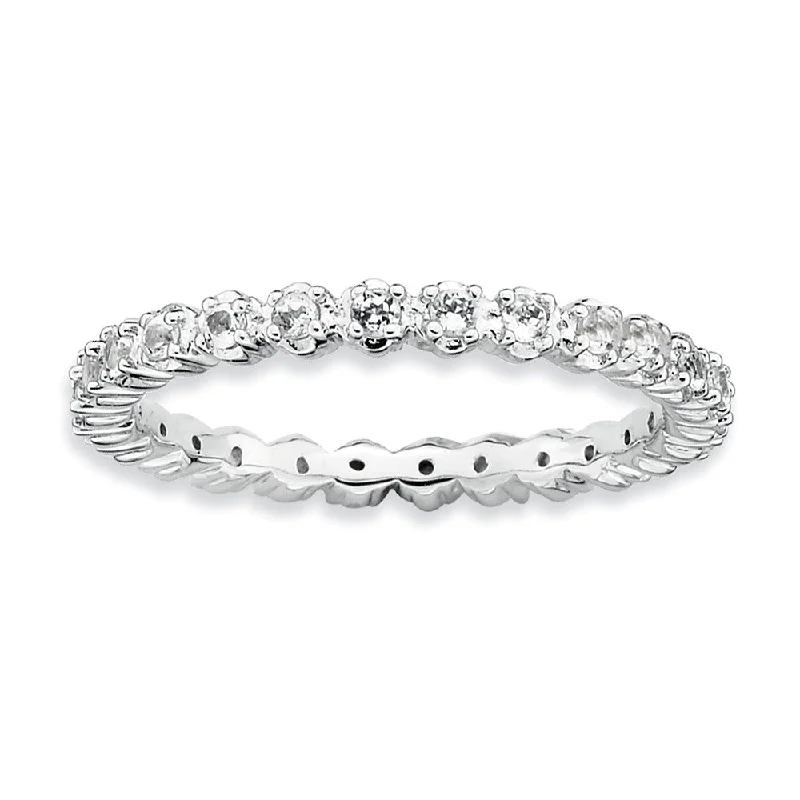 Sterling Silver Stackable White Topaz Band