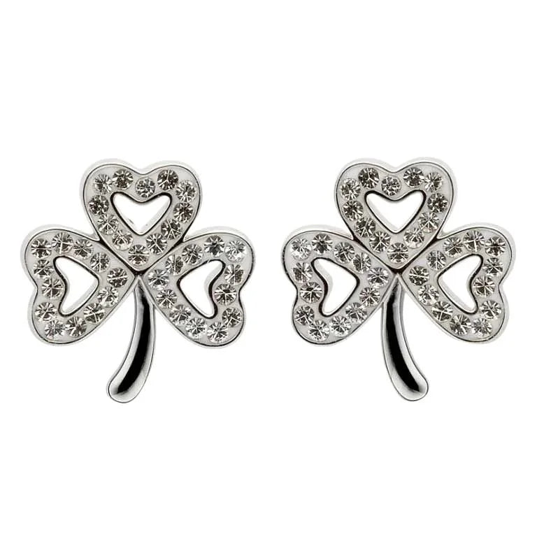 Swarovski Crystals Shamrock Earrings