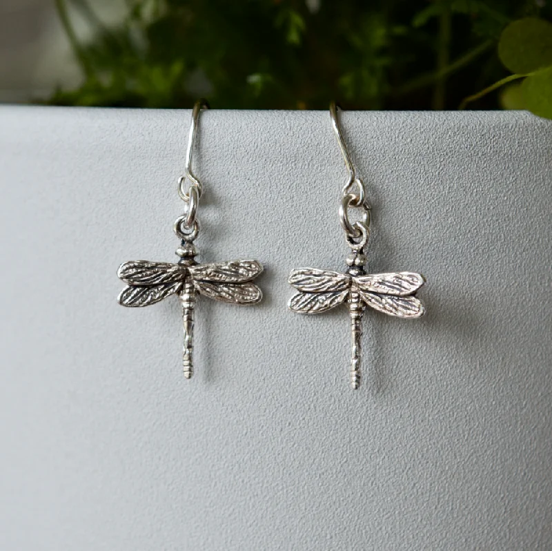 Tiny Dragonfly Drop Earrings