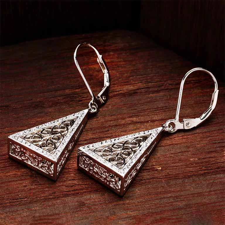 Celtic Triangle Sterling Silver Earrings