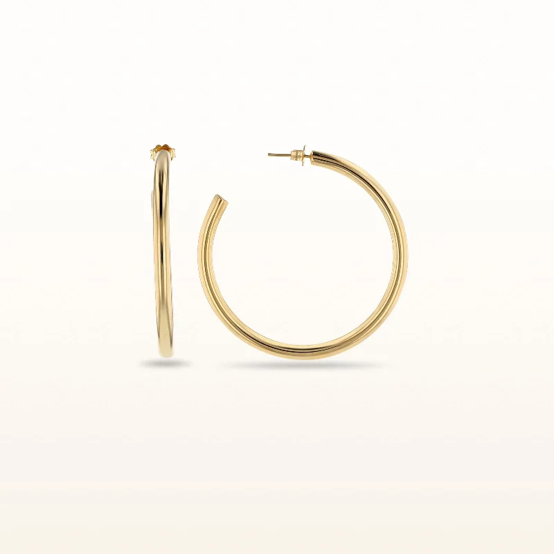 Yellow Gold Plated 925 Sterling Silver 4.00 mm Tube Hoop Earrings