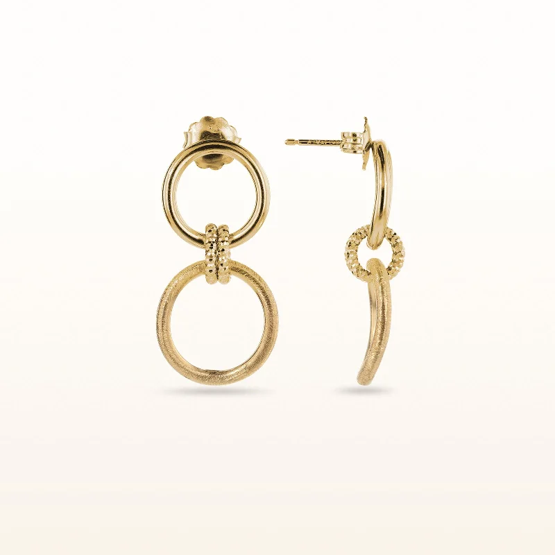 Yellow Gold Plated 925 Sterling Silver Circle Drop Earrings