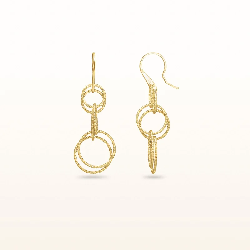 Yellow Gold Plated 925 Sterling Silver Diamond Cut Multi-Link Circle Drop Earrings