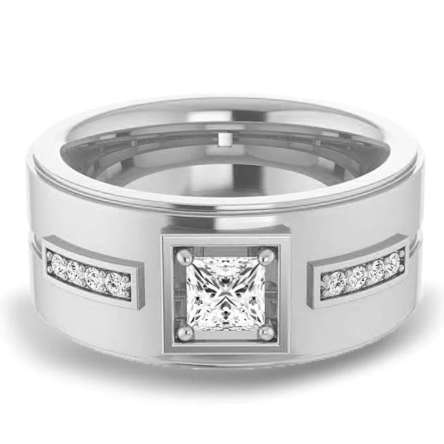 0.62 ctw Princess & Round Diamond Wide Men's Ring