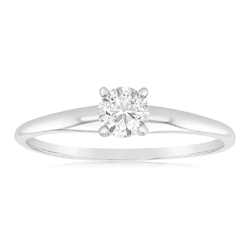 14ct White Gold Solitaire Ring With 50 Point Brilliant Cut Diamond