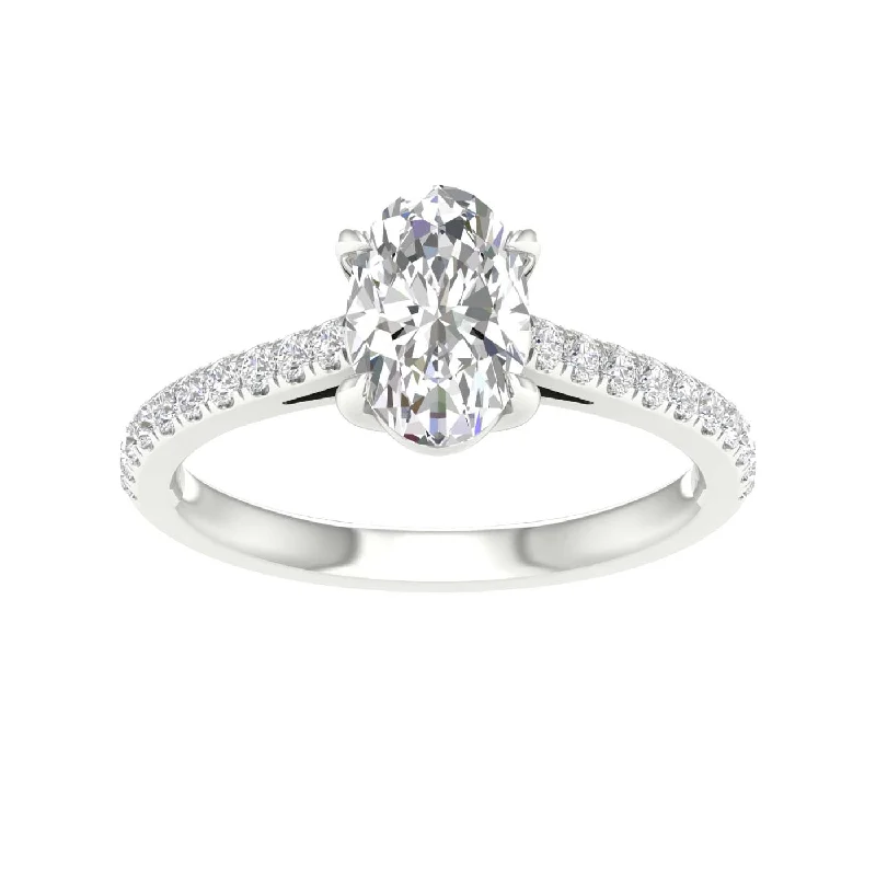 14K White Gold 1.25 CTW Lab-Grown Oval Diamond Ring ( IGI Certified )