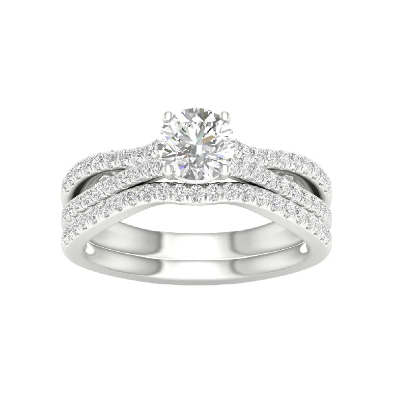 14K White Gold 1.40 CTW Lab-Grown Round Diamond Bridal Set