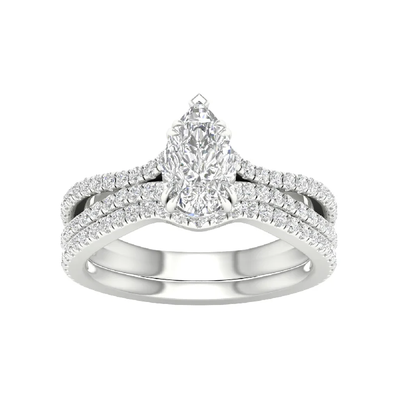 14K White Gold 1.50 CTW Pear Lab-Grown Diamond Bridal Ring