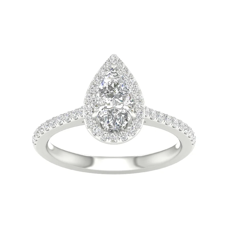 14K White Gold 2.25 CTW Lab-Grown Pear Diamond Ring