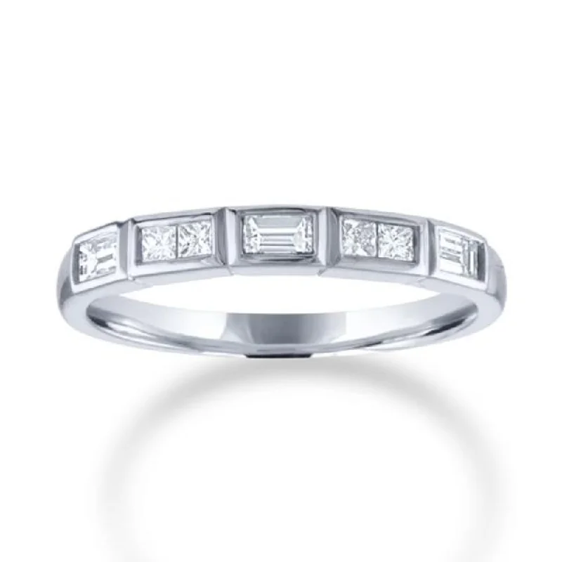 14k Baguette and Princess Cut Diamond Band