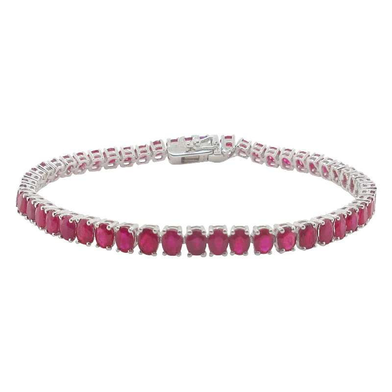 14K GOLD 10.37 CT RUBY TENNIS BRACELET