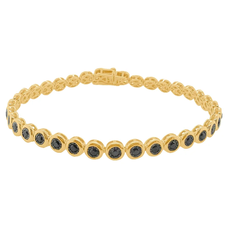 14K GOLD BLACK DIAMOND BEZEL TENNIS BRACELET