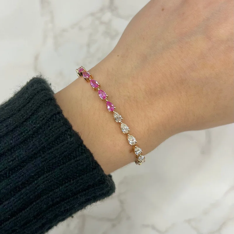 14K GOLD DIAMOND PINK SAPPHIRE STELLA BRACELET