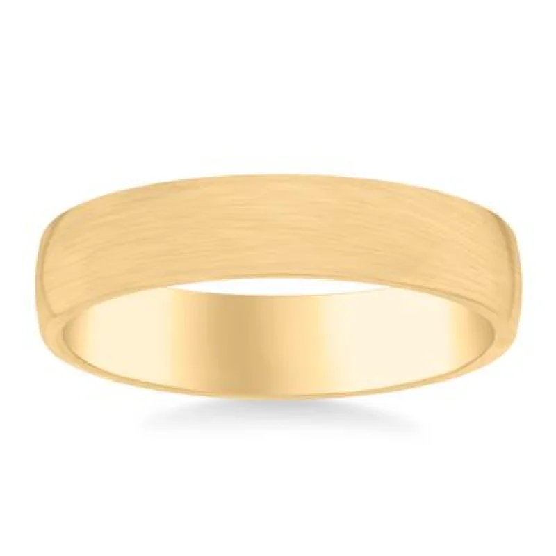 14k Gold European Fit Brushed Wedding Band 5mm