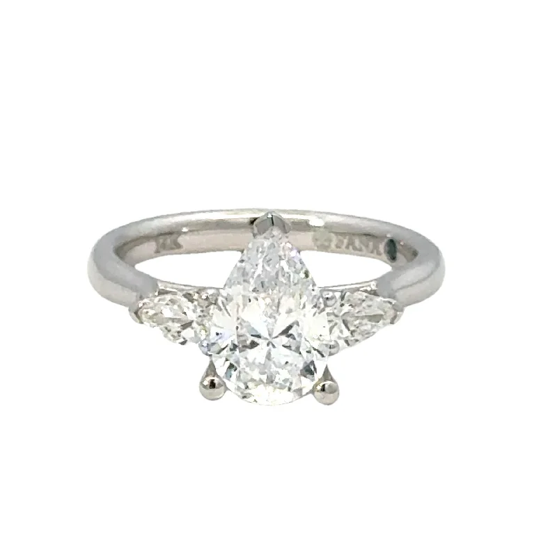 14K White Gold 0.39cttw VS FG Pear Cut Diamond Semi-Mount Ring by Fana