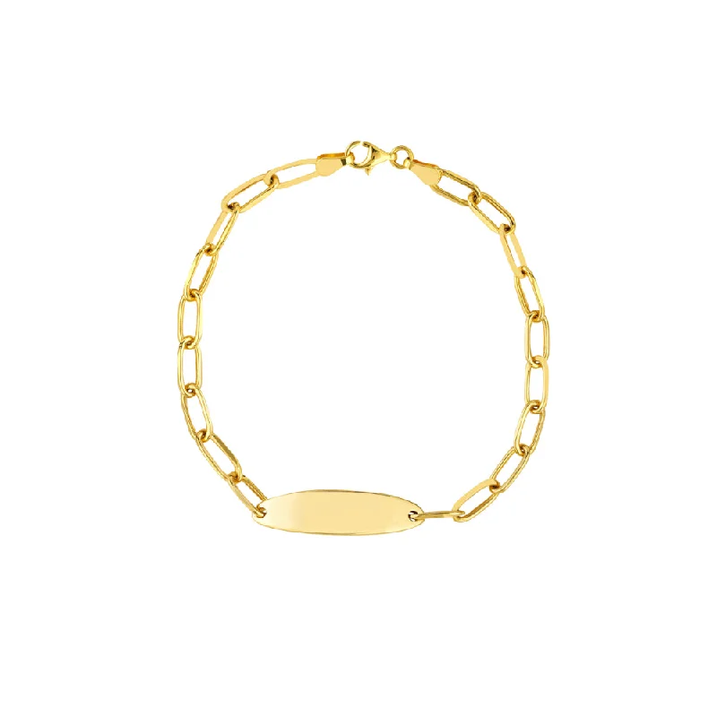 14k Yellow Gold Oval Link ID Bracelet