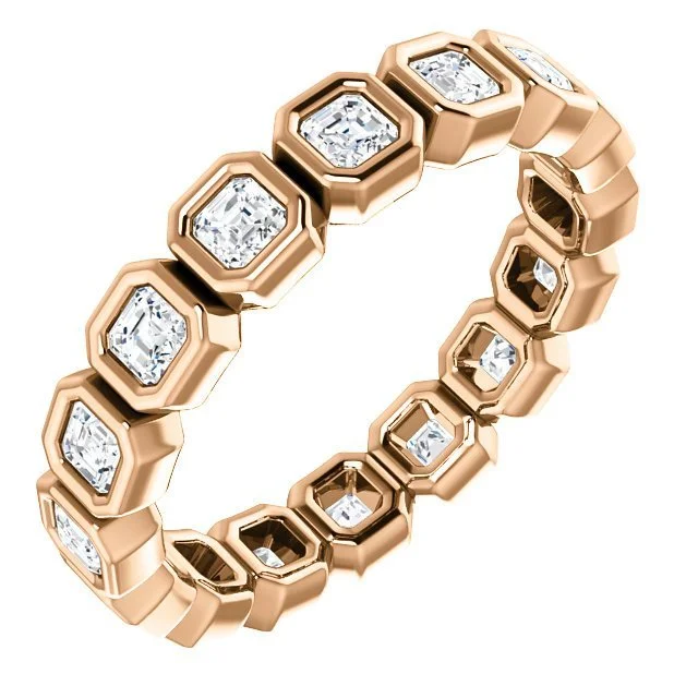 14KT GOLD 1 CTW ASSCHER DIAMOND BEZEL-SET ETERNITY BAND