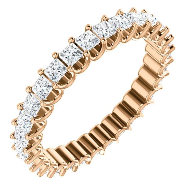 14KT GOLD 1 CTW PRINCESS CUT DIAMOND SHARED U-PRONG ETERNITY BAND