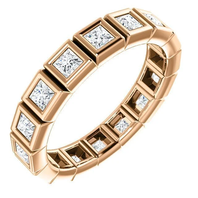 14KT GOLD 1 CTW PRINCESS DIAMOND BEZEL-SET ETERNITY BAND