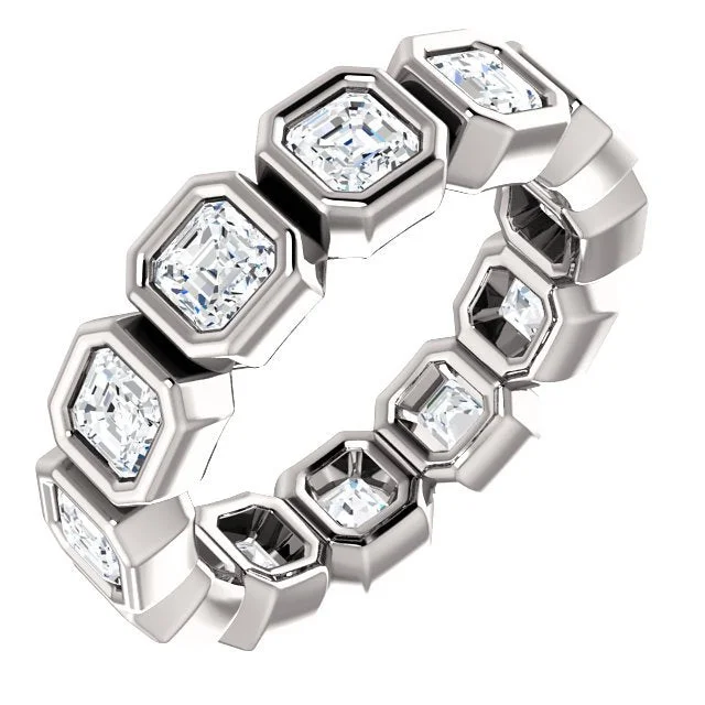 14KT GOLD 2 CTW ASSCHER DIAMOND BEZEL-SET ETERNITY BAND