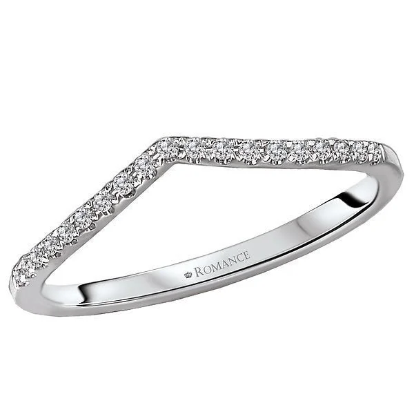 14KT WHITE GOLD 1/10 CTW DIAMOND V-SHAPE WEDDING BAND