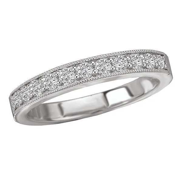 14KT White Gold 1/3 CTW Diamond 11 Stone Milgrain Band