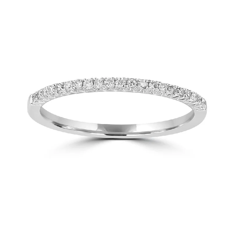 14KT WHITE GOLD 1/8 CTW ROUND DIAMOND FRENCH PAVE BAND