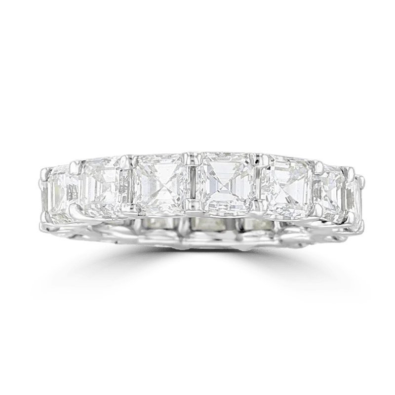 14KT White Gold 7.18 CTW Asscher Cut U-Prong Eternity Band - Size 5.5