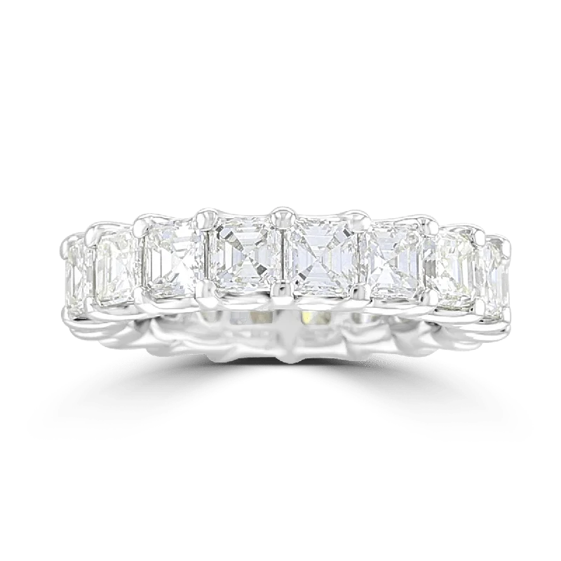 18KT White Gold 6.00 CTW Asscher Diamond Eternity Band