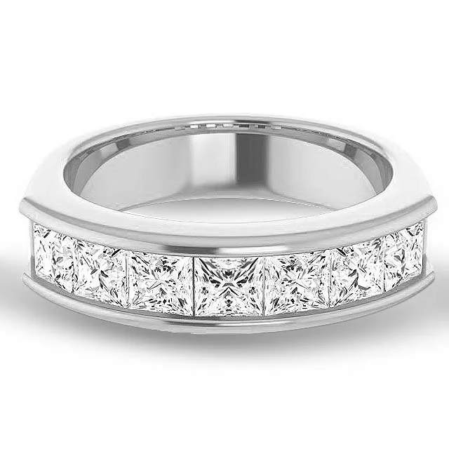 3.0 ctw Channel Set Princess Diamond Men's Ring