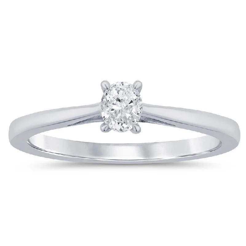 9ct White Gold 1/5 Carat Oval Diamond Solitaire Ring