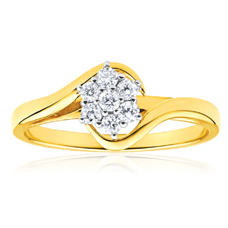 9ct Yellow Gold Diamond Luxurious Ring