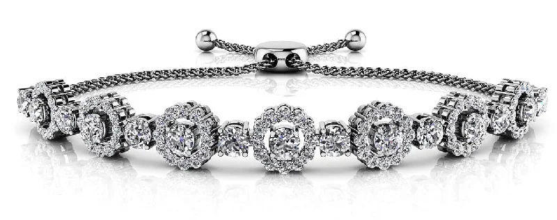 Adjustable Diamond Circle Link Diamond Bracelet with 3.16 ct.(finished) 1.5mm, 3.5mm