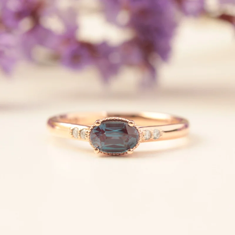 Oval Alexandrite Diamond Engagement Ring