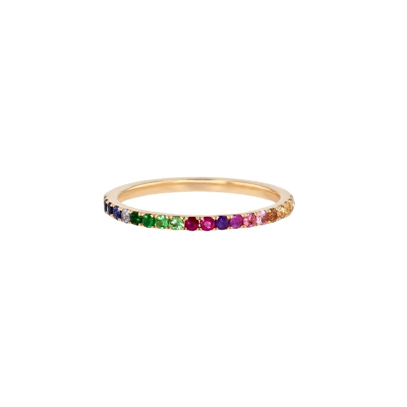 Monara Eternity 18K Gold Ring w. Sapphires, Tsavorite & Diamond