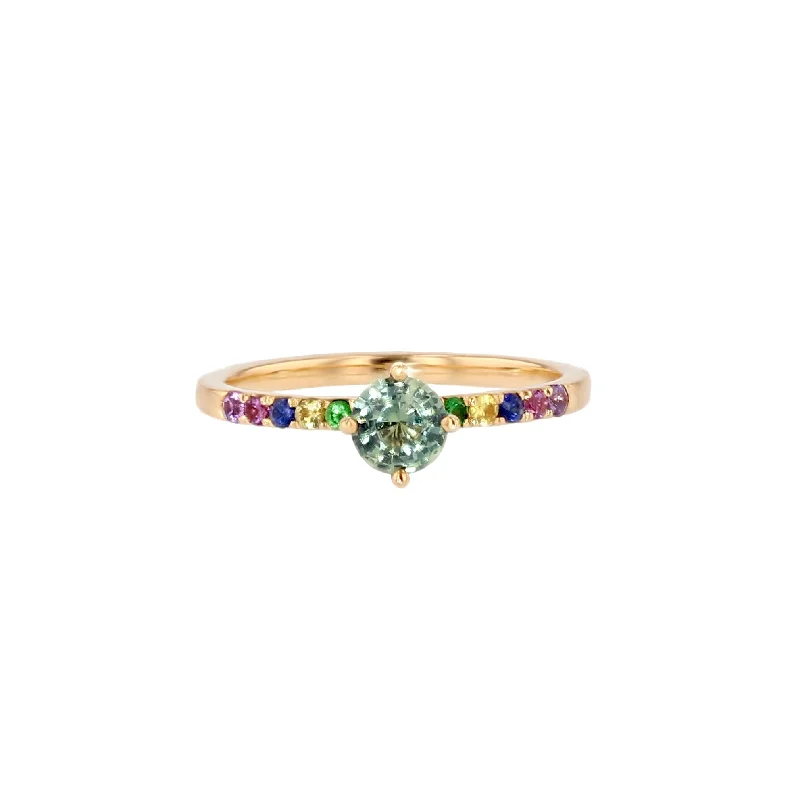 SOLD OUT Monara Kola 18K Gold Ring w. Sapphires & Tsavorite