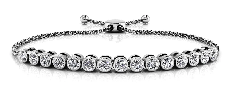 Bezel Set Adjustable Diamond Bracelet with 1.95 ct.(finished) 3.5mm