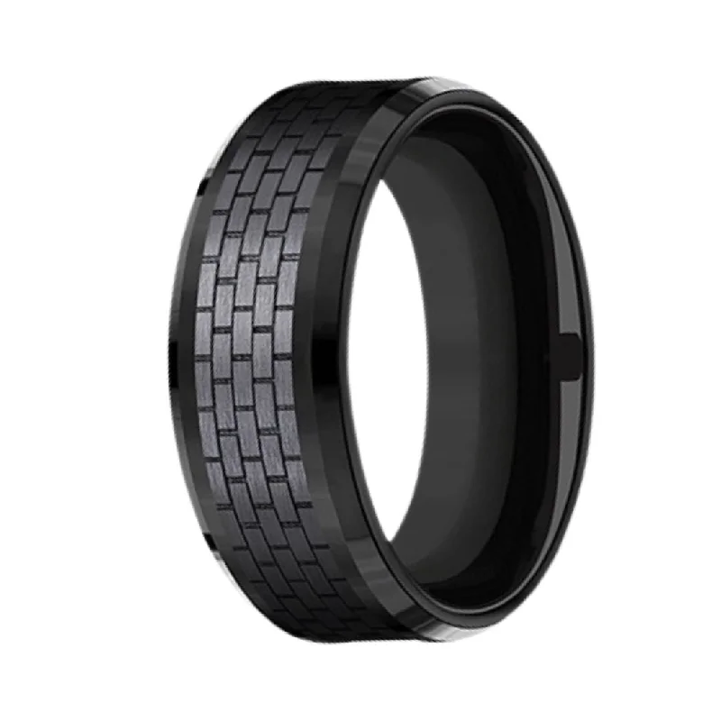 Black Titanium 8mm Block Inlay Designed Band