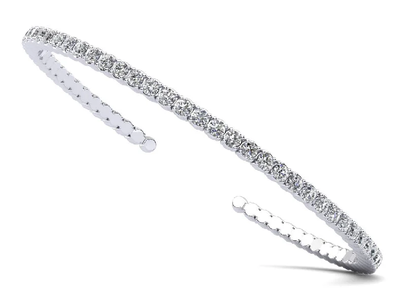 Brilliant Cut Round Diamond Flexible Bangle Diamond  with 3.12 ct.(finished) 2.5mm