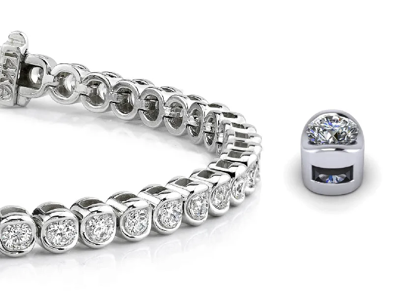 Channel Set Round Diamond  Tennis Bracelet with 3.87 ct.(finished) 2.9mm