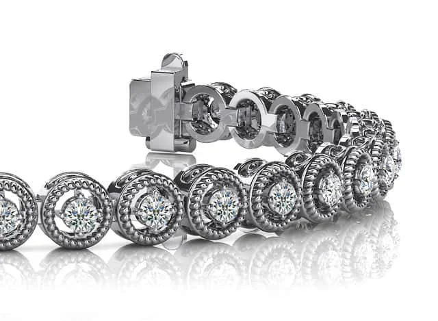 Circle Filigree Diamond Link Diamond Bracelet with 3.05 ct.(finished) 3.0mm