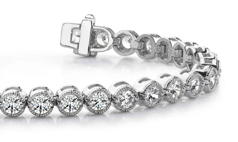 Circle Milgrain Diamond Bracelet with 3.76 ct.(finished) 2.7mm