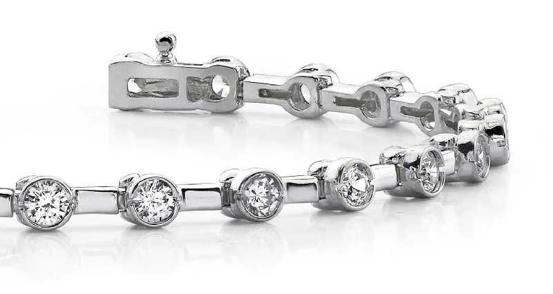 Classic Column Link Bezel Set Diamond Bracelet with 3.96 ct.(finished) 3.7mm