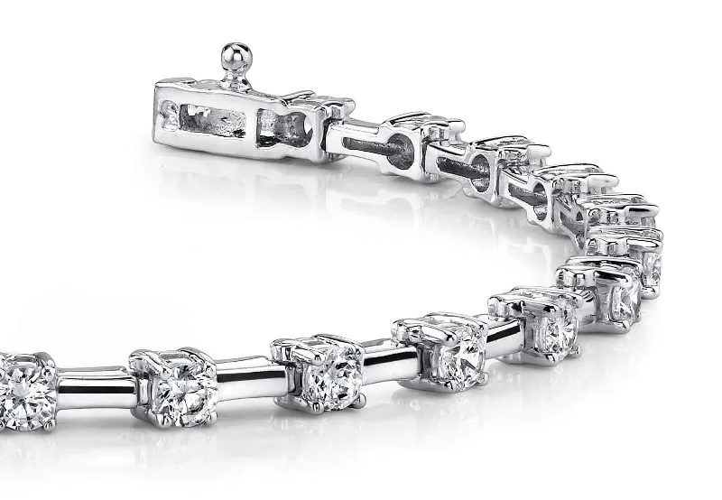 Classic Solid Rectangle Link Diamond Bracelet with 3.96 ct.(finished) 3.7mm