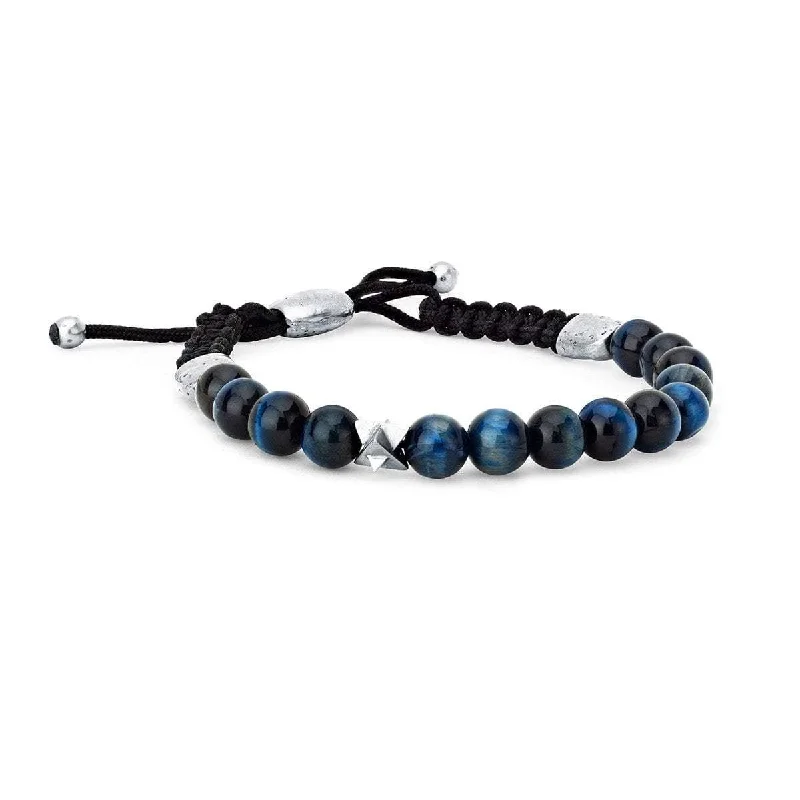 LH x JA Akasha Blue Tiger's Eye Mala Bead Bracelet with Silver