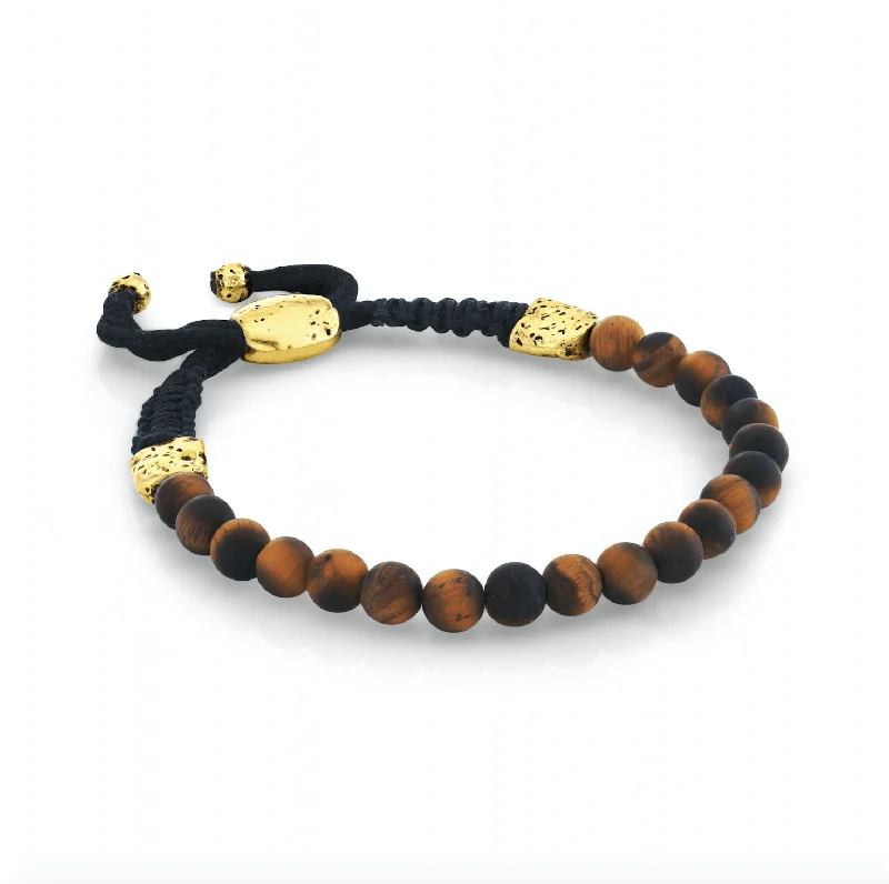 LH x JA Akasha Brown Tiger's Eye Mala Bead Gold Bracelet