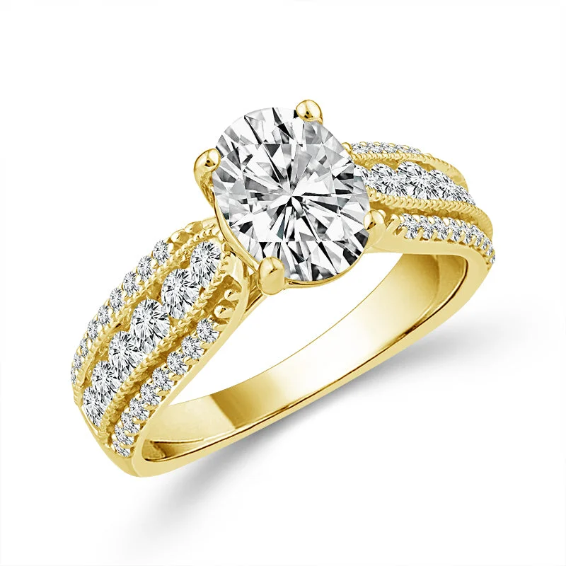 14k Yellow Gold Lab-Grown 2.25 ctw Oval Diamond Bridal Ring