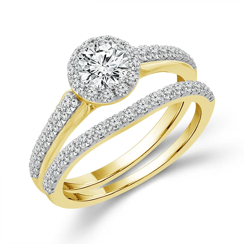 14k Yellow Gold 1 ctw Lab-Grown Diamond Bridal Set