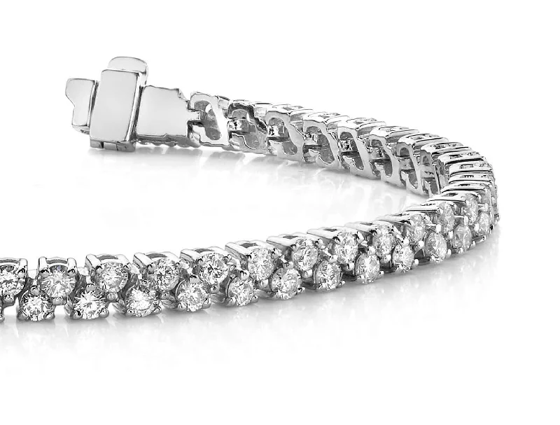 Diamond Checkerboard Two Row Tennis Diamond Bracelet with 6.02 ct.(finished) 2.5mm