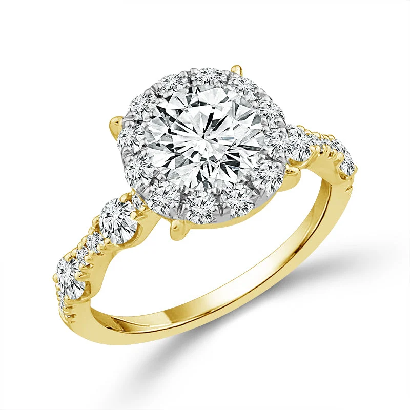 14k Yellow Gold Lab-Grown 2.5 ctw Round Diamond Engagement Ring